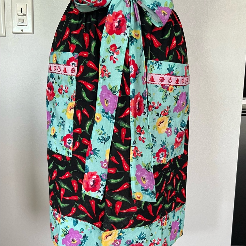 Floral and Chili Pepper Apron